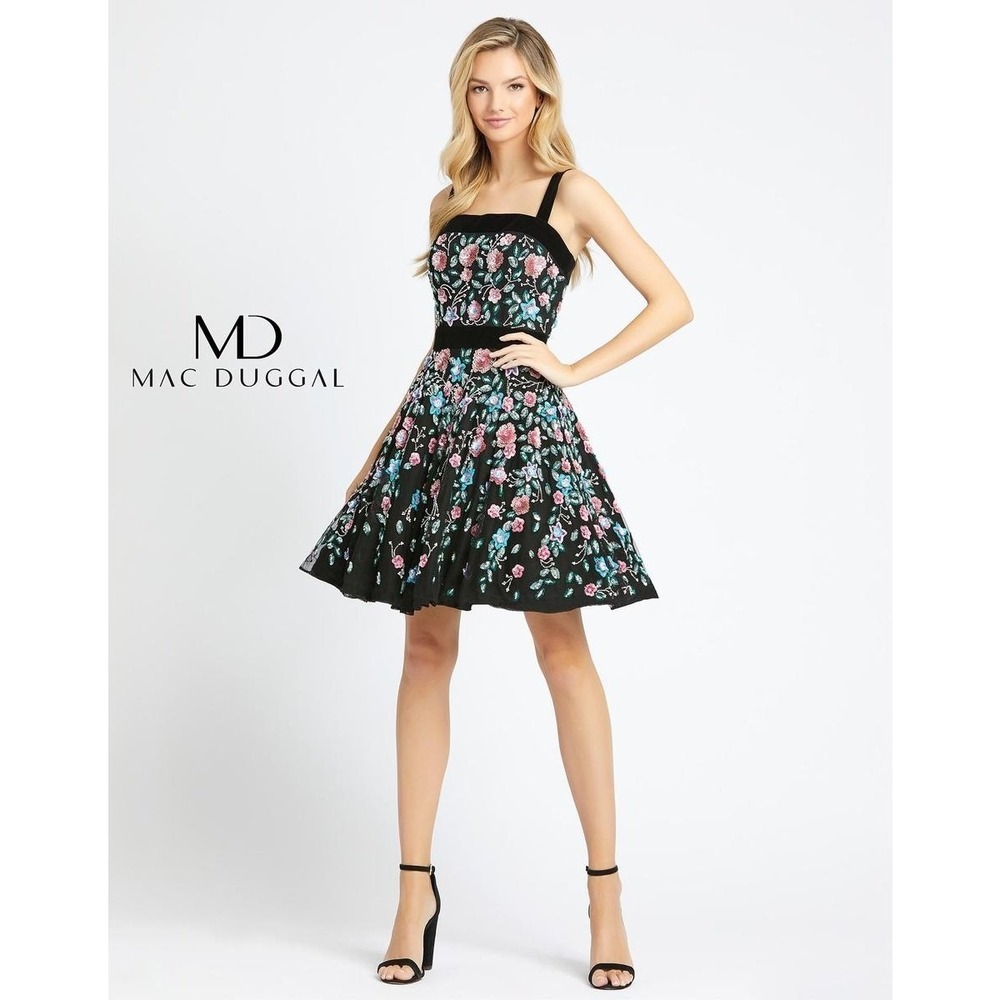 Mac Duggal 4984 Floral Beaded Sleeveless‎ Embellished A-line Dress 6